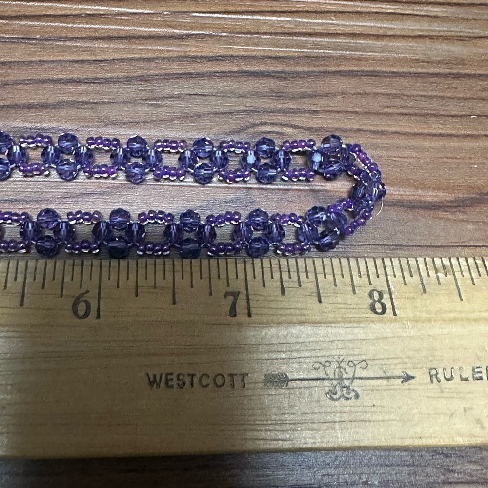 Vintage Purple Genuine Amethyst Weaved Beaded Necklace 16” Silver Box Clasp - Picture 3 of 5